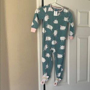Carter's Green Sheep Print Footie Pajamas